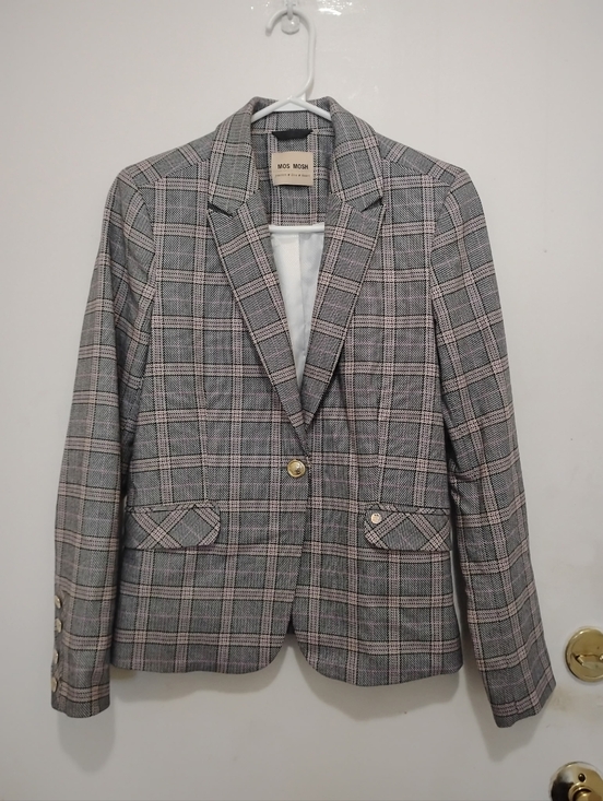 Mos Mosh Jackets & Blazers - MOS MOSH Blake Ezra Plaid Blazer Size 34 Tailored Pink And Gray Jacket
